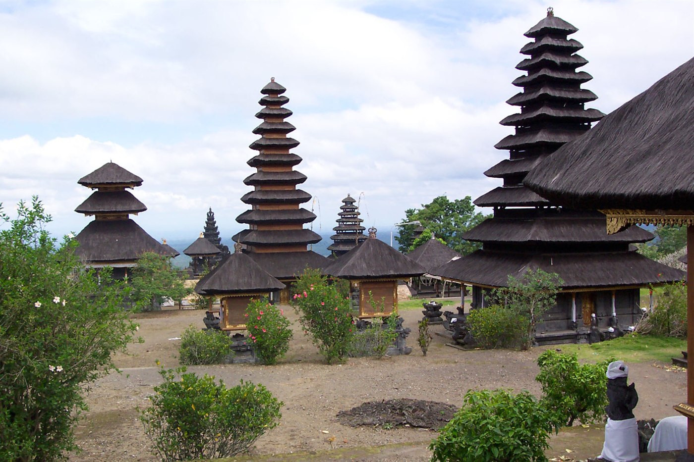 The multi-tiered thatched roofs of Pura Besakih, Bali's Mother Temple on Mount Agung