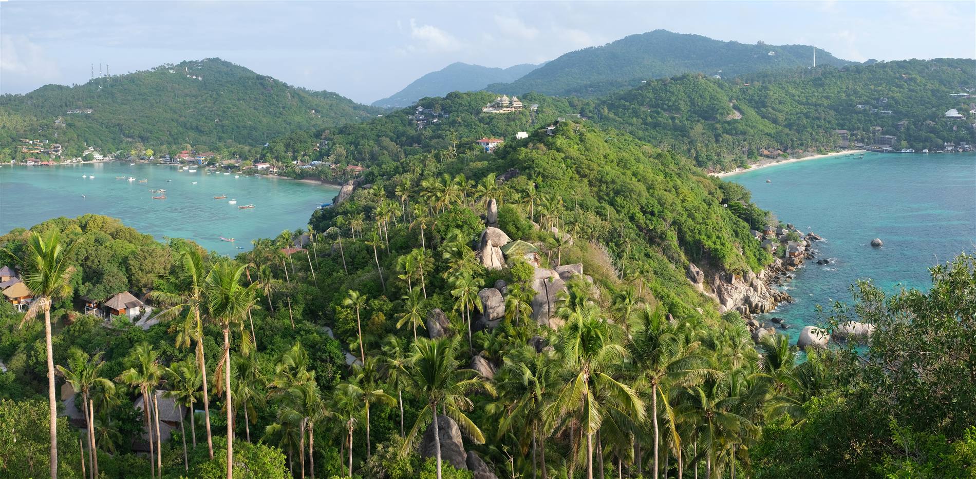 The twin bays of Koh Tao seen from John-Suwan viewpoint, Thailand