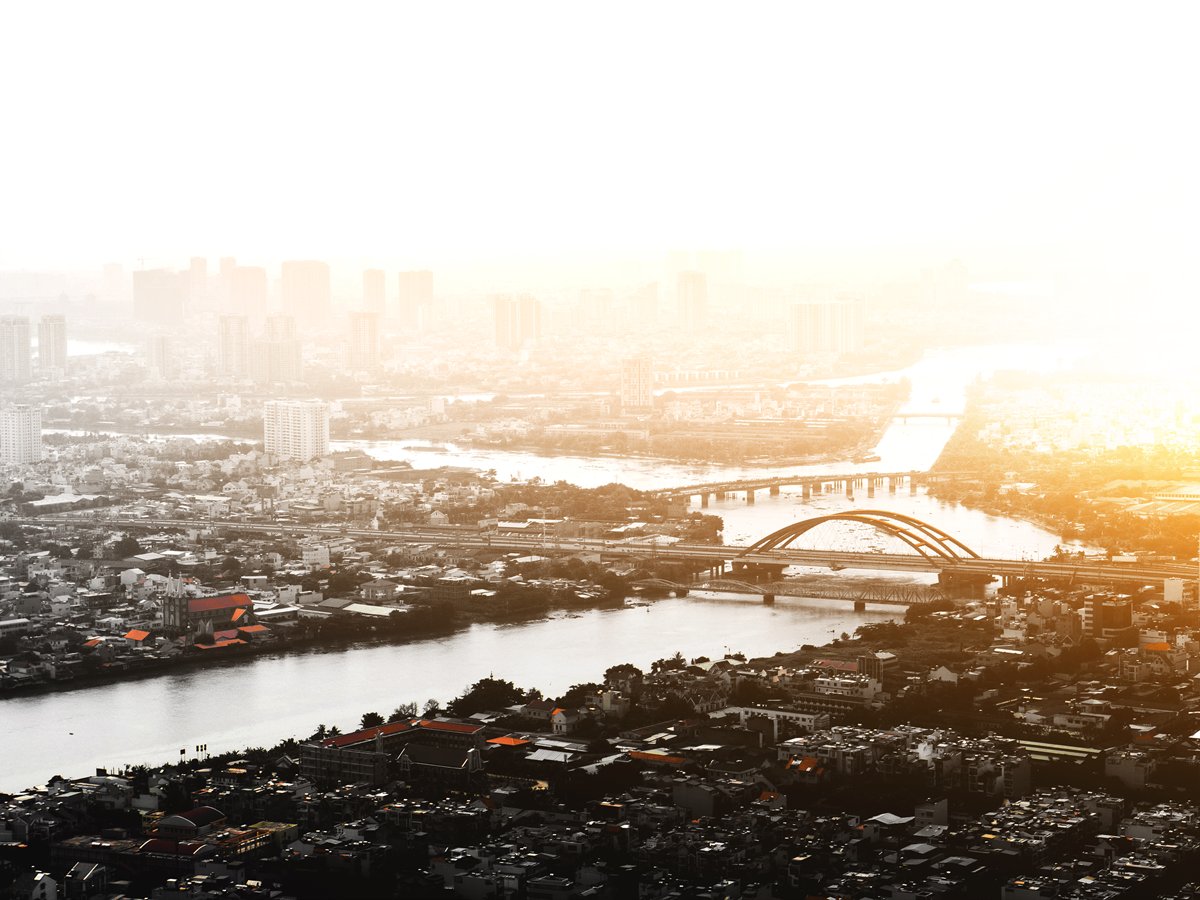 Ho Chi Minh City and the Saigon River at sunrise